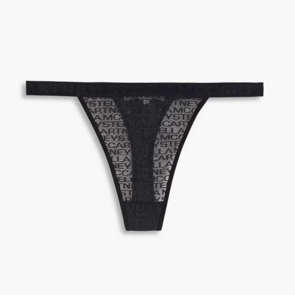 STELLA MCCARTNEY Stretch Mesh Logo Graphic Mid Rise Thong - Women’s M & L - NWT